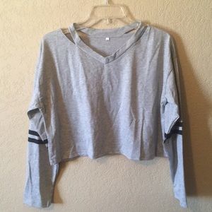 Cut Out Crop Top Sweatshirt